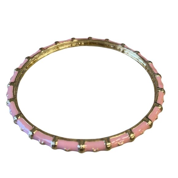 Pink and Gold Enamel Bangle Bracelet BOHO Gypsy Romance Fairy Festival - Picture 1 of 4